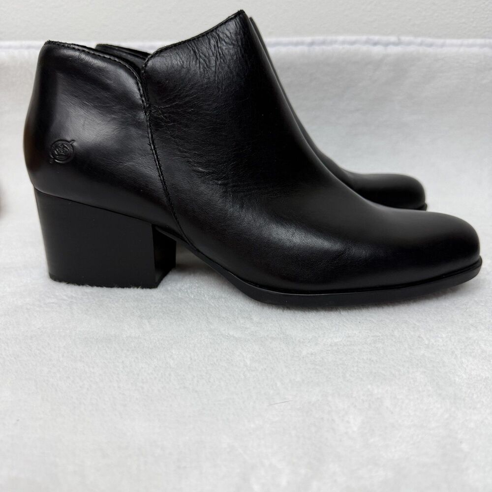 Born Boots Womens Size 10 Black Leather Kenzy Ankle Booties Side Zip Comfort - Picture 2 of 11